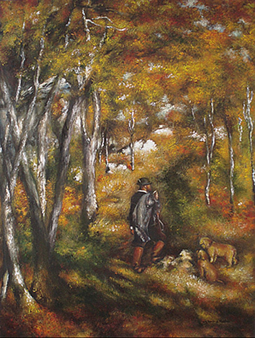 impresjonizm-malarstwo-obrazy-olejne-kopie-pejzaż-renoir-le-peintre-jules-le-cœur-dans-la-forêt-de-fontainebleau